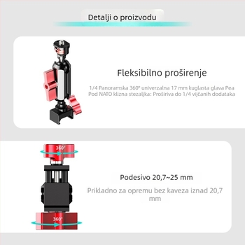 DSLR kavez s 1/4-inčnim montažem, NATO držačem za šinu i adapterom šine za DJI RS5/RS4 stabilizatore