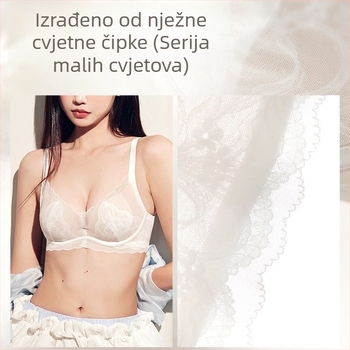 Bežični čipkasti grudnjak za žene s malim grudima, skuplja i naglašava dekolte, 3/4 košarica, seksi dizajn u francuskom stilu