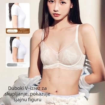 Bežični čipkasti grudnjak za žene s malim grudima, skuplja i naglašava dekolte, 3/4 košarica, seksi dizajn u francuskom stilu