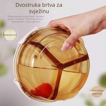 Kružna staklena kutija za ručak, pogodna za mikrovalnu pećnicu, za studente i uredske djelatnike, četiri odjeljka za obrok i juhu, čuva svježinu