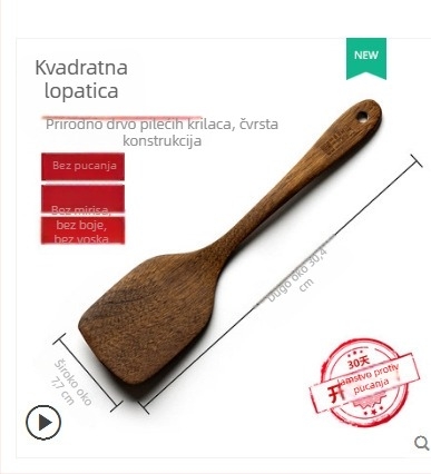 Weijia drveni set kuhinjskih alata: dugačke drvene špatule, žlica za rižu, jušna žlica; otporan na visoke temperature, pogodan za neprijanjajuće posude.