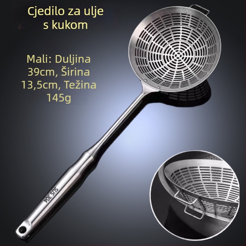 304 nehrđajućeg čelika cjedilo-žlica s debelim držačem, za kućnu upotrebu, filtriranje u loncu i tjestenini
