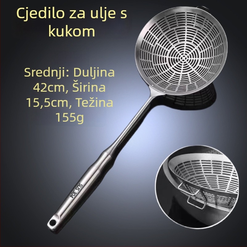 304 nehrđajućeg čelika cjedilo-žlica s debelim držačem, za kućnu upotrebu, filtriranje u loncu i tjestenini