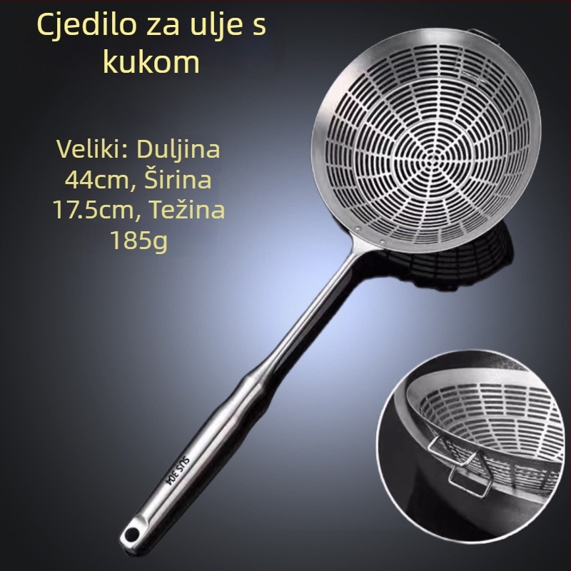 304 nehrđajućeg čelika cjedilo-žlica s debelim držačem, za kućnu upotrebu, filtriranje u loncu i tjestenini