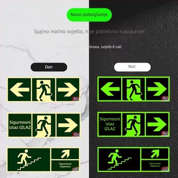 Samoosvijetljajući znak izlaska iz požara 3C, fluorescirajuće noćno svjetlo, zidna naljepnica za evakuaciju