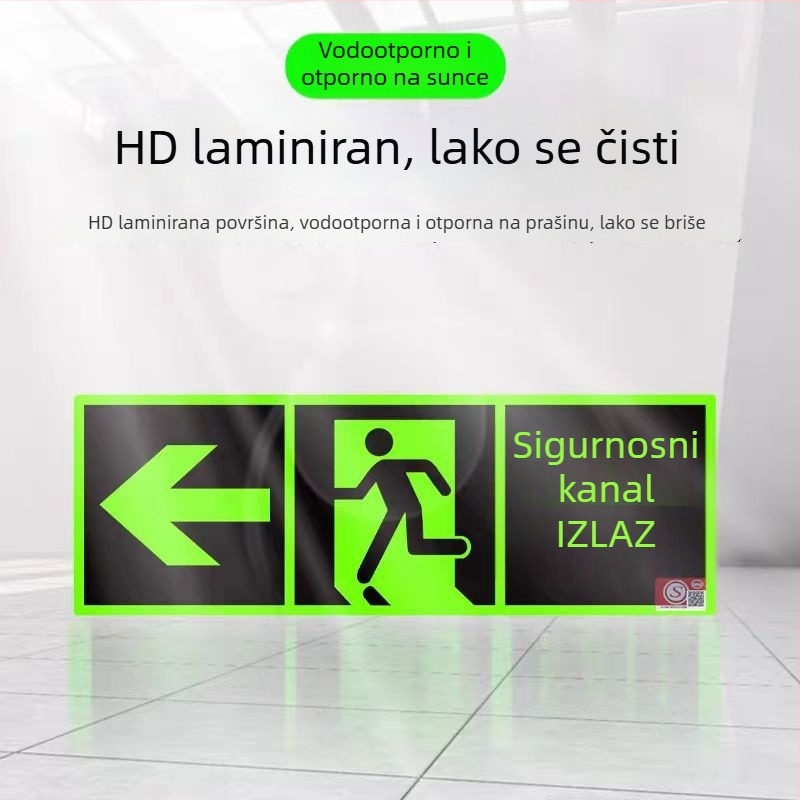 Samoosvijetljajući znak izlaska iz požara 3C, fluorescirajuće noćno svjetlo, zidna naljepnica za evakuaciju