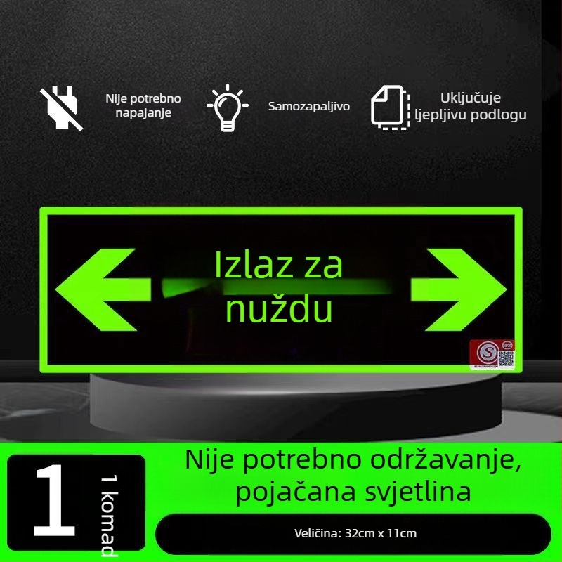 Samoosvijetljajući znak izlaska iz požara 3C, fluorescirajuće noćno svjetlo, zidna naljepnica za evakuaciju