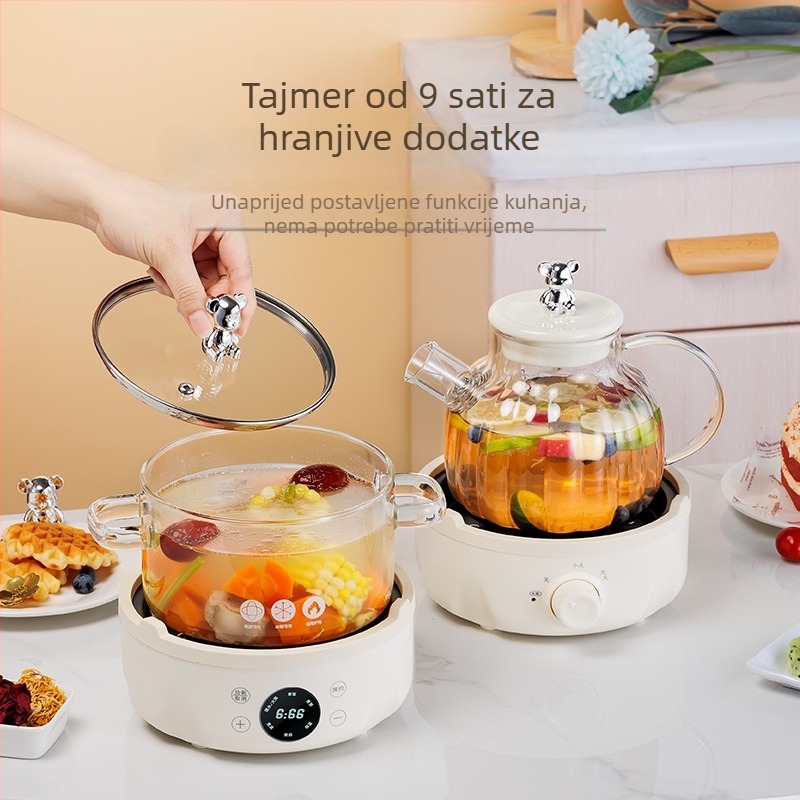 Stakleni čajnik za zdrave napitke s funkcijom rezervacije, kapacitet 1,2–1,5 L, mikroračunalno upravljanje, 700 W, 220 V