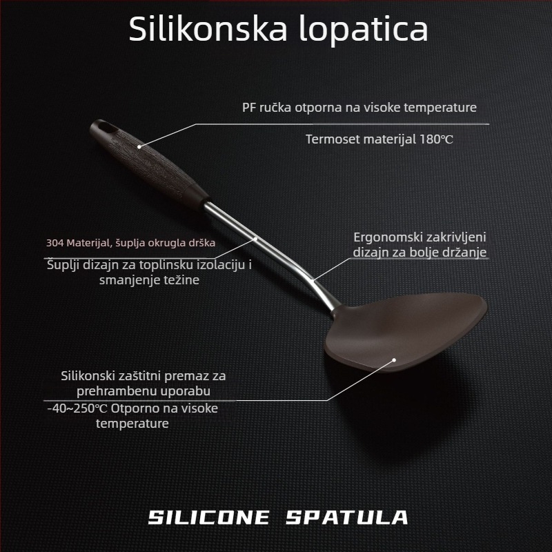 Set silikoniskih spatula s spatulom od nehrđajućeg čelika – otporan na visoke temperature, kuhinjski pribor