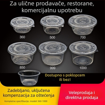 Jednokratne plastične zdjele za dostavu, okrugle, kapacitet 360–1000 ml, kutija 300 komada