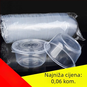 Jednokratne plastične zdjele za dostavu, okrugle, kapacitet 360–1000 ml, kutija 300 komada