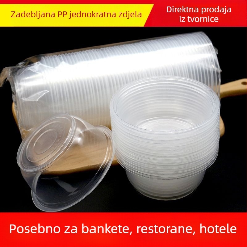 Jednokratne plastične zdjele za dostavu, okrugle, kapacitet 360–1000 ml, kutija 300 komada