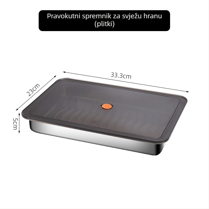 Kutija od nehrđajućeg čelika 304 za knedle i rezance, pravokutna, skladištenje i zamrzavanje
