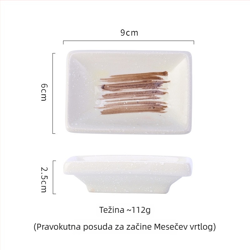 Porcelanske zdjelice za začine u japansko-korejskom stilu, kvadratne keramičke posude za umake, 16–17 cm
