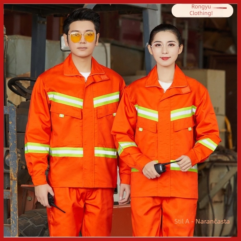 Izdržan komplet radne odjeće s reflektirajućim trakama i dugim rukavima, za proljeće i jesen, muški, s mogućnošću prilagođenog logotipa.