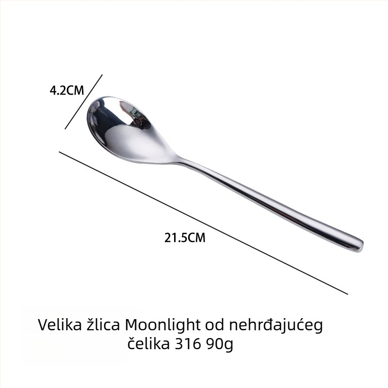 Moonlight 304 nehrđajući čelik – set pribora za jelo: nož, vilica, žlica i čajna žličica, zapadni stolni pribor, četverodijelni set
