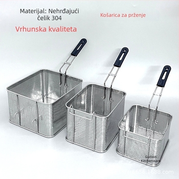 304 nehrđajući čelik perforirana košara za prženje za grickalice, komadiće piletine i pomfrit, ocjeđivanje ulja, filtrirajuća mreža, skimmer, komercijalna uporaba