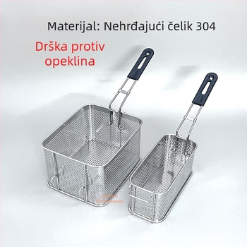 304 nehrđajući čelik perforirana košara za prženje za grickalice, komadiće piletine i pomfrit, ocjeđivanje ulja, filtrirajuća mreža, skimmer, komercijalna uporaba