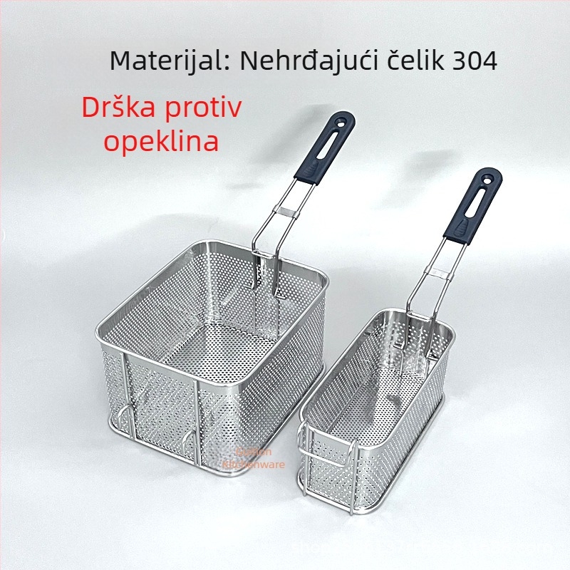 304 nehrđajući čelik perforirana košara za prženje za grickalice, komadiće piletine i pomfrit, ocjeđivanje ulja, filtrirajuća mreža, skimmer, komercijalna uporaba
