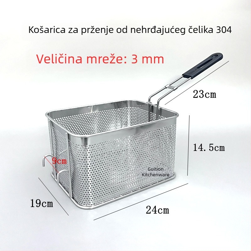 304 nehrđajući čelik perforirana košara za prženje za grickalice, komadiće piletine i pomfrit, ocjeđivanje ulja, filtrirajuća mreža, skimmer, komercijalna uporaba