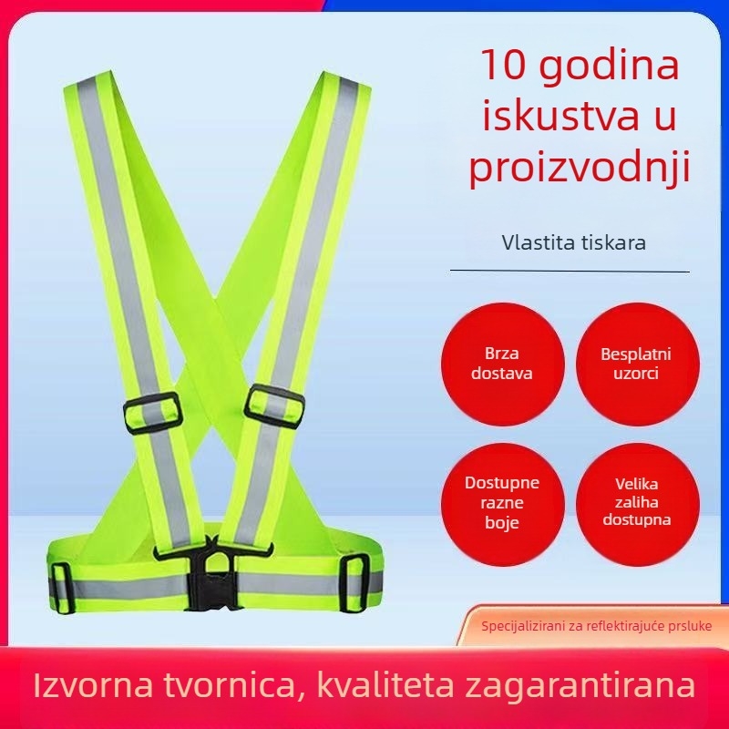 Elastični reflektirajući prsluk s višebojnim reflektirajućim trakama za noćnu vožnju biciklom i trčanje