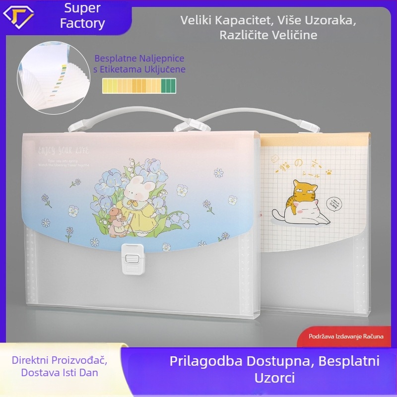 A4 vodootporna akordion mapa s 13 pretinaca, ručka i zatvarač