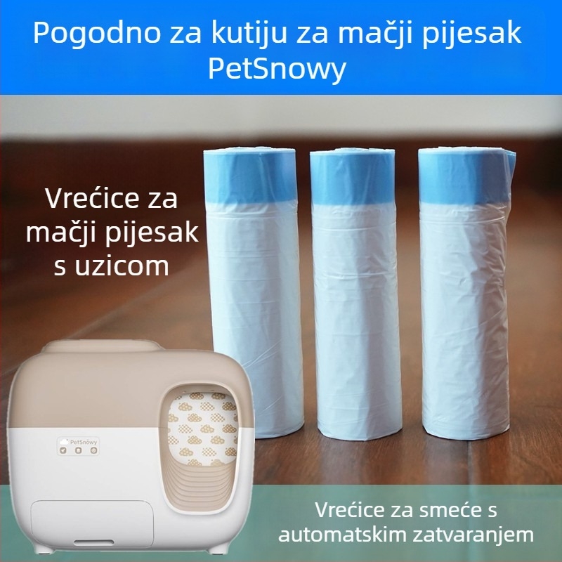 SNOW kutija za mačku i vrećica za otpad u kupaonici s automatskim zatvaranjem šnurlom, otporna na prašinu i blokira mirise, zavjesa za vrata
