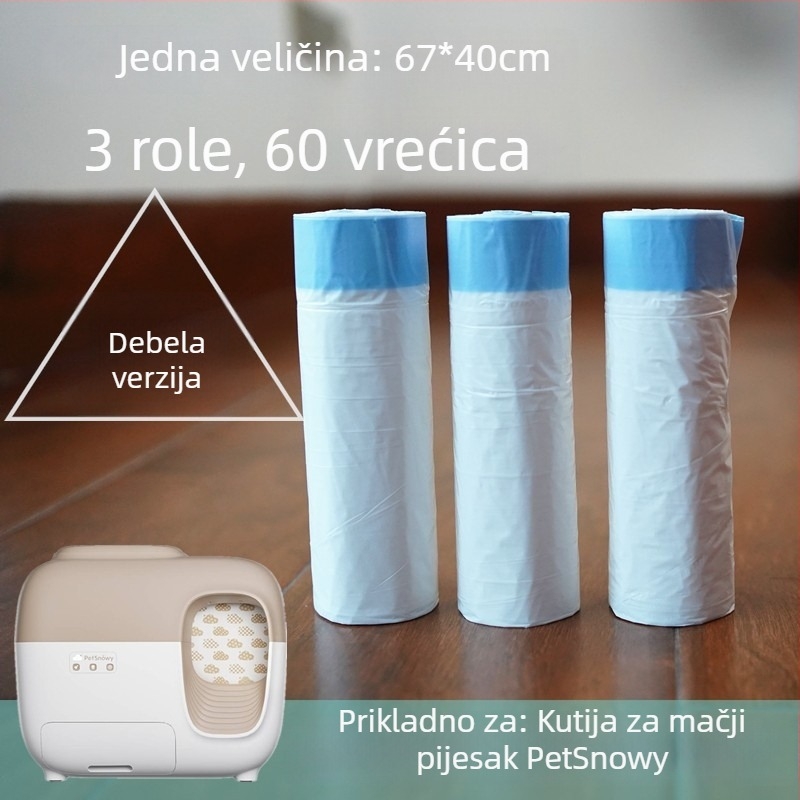 SNOW kutija za mačku i vrećica za otpad u kupaonici s automatskim zatvaranjem šnurlom, otporna na prašinu i blokira mirise, zavjesa za vrata
