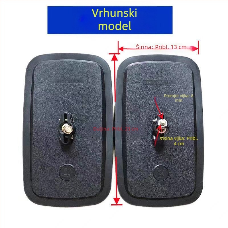 Retrovizor za motocikl i električni tricikl sa širokim vidnim poljem, ultrawiden ugao, konveksna ogledala, veliko i malo kružno ogledalo