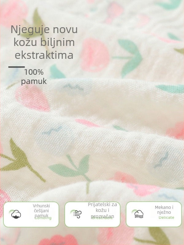 Dječji set pidžama od čiste pamučne gaze, s dugim rukavima, lagan i prozračan, nježan prema koži