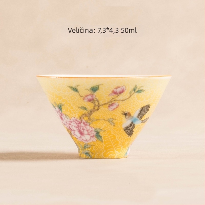 Porcelanski čajni set s emajlom, 6 malih šalice, visokokvalitetan keramički čajni set u stilu palače