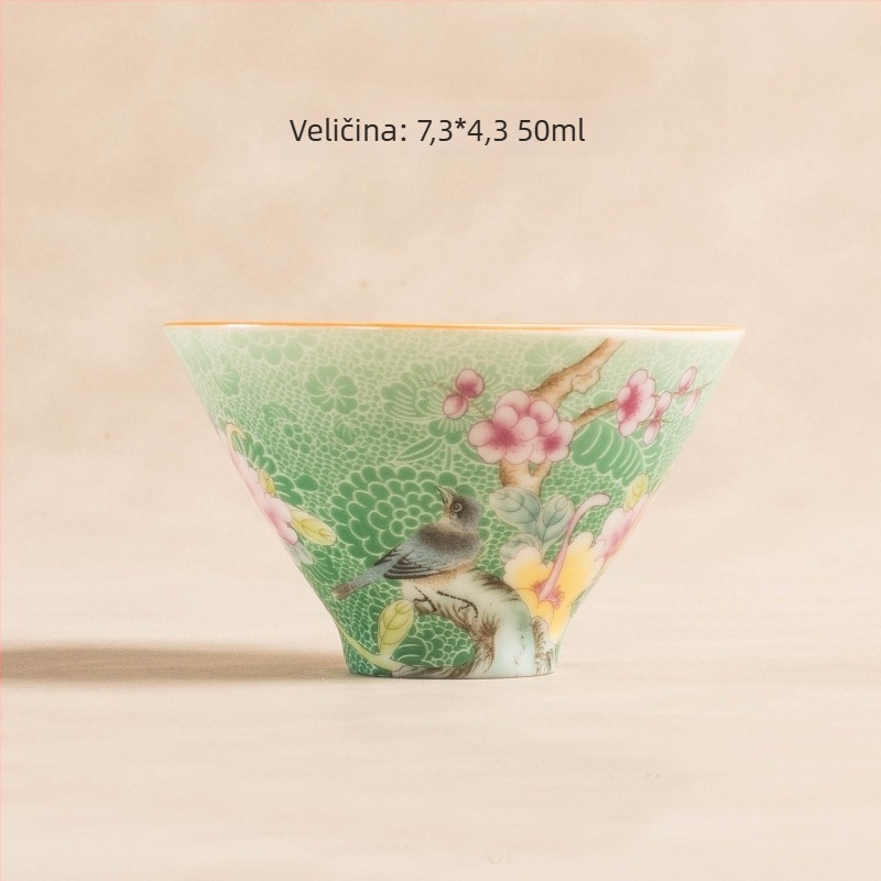 Porcelanski čajni set s emajlom, 6 malih šalice, visokokvalitetan keramički čajni set u stilu palače
