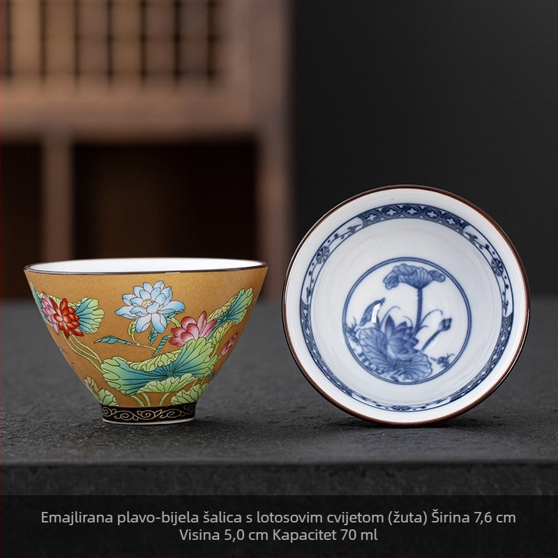 Keramička šalice za čaj s cloisonné emajlom, japanskog stila Gongfu čajni set, velika šalica za čaj u poklon kutiji