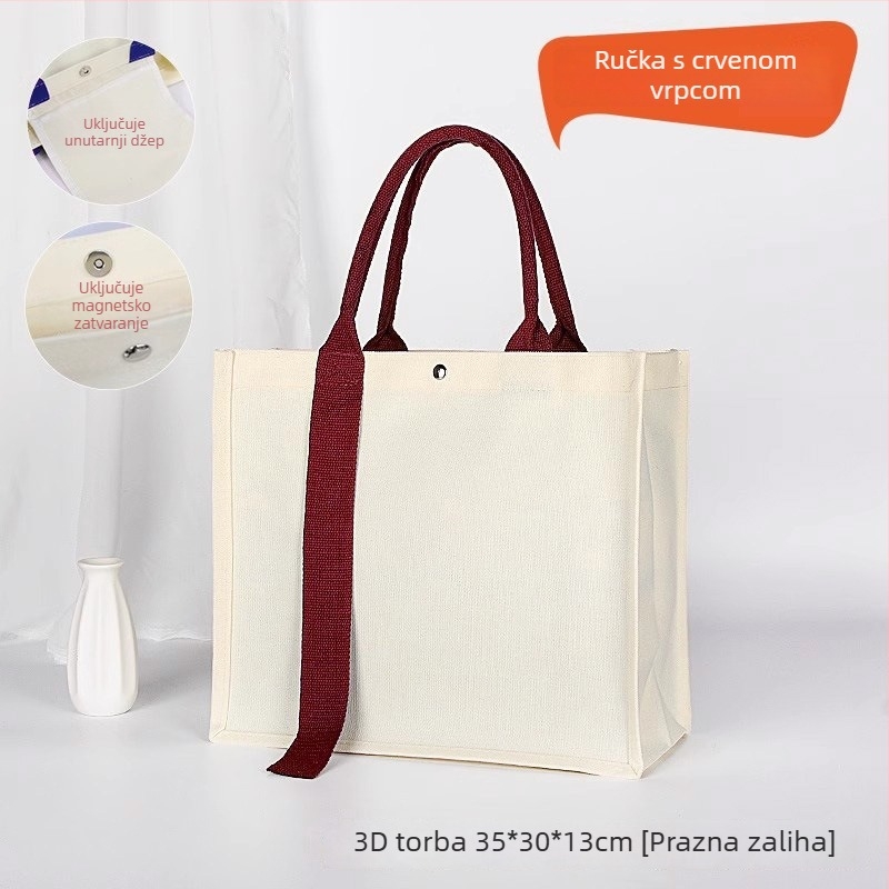 Prilagođena platnena tote torba s otiskom logotipa, ekološki 3D puf dizajn