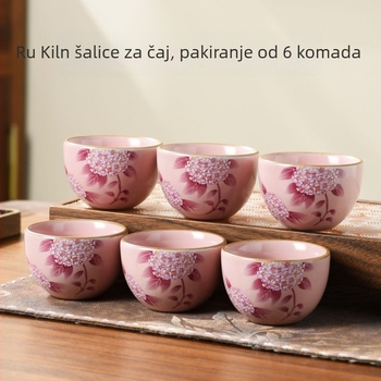 Šeset čajnih šalice od porculana s zaobljenim dnom i ispucalom glazurom, za pripremu čaja i svakodnevnu upotrebu