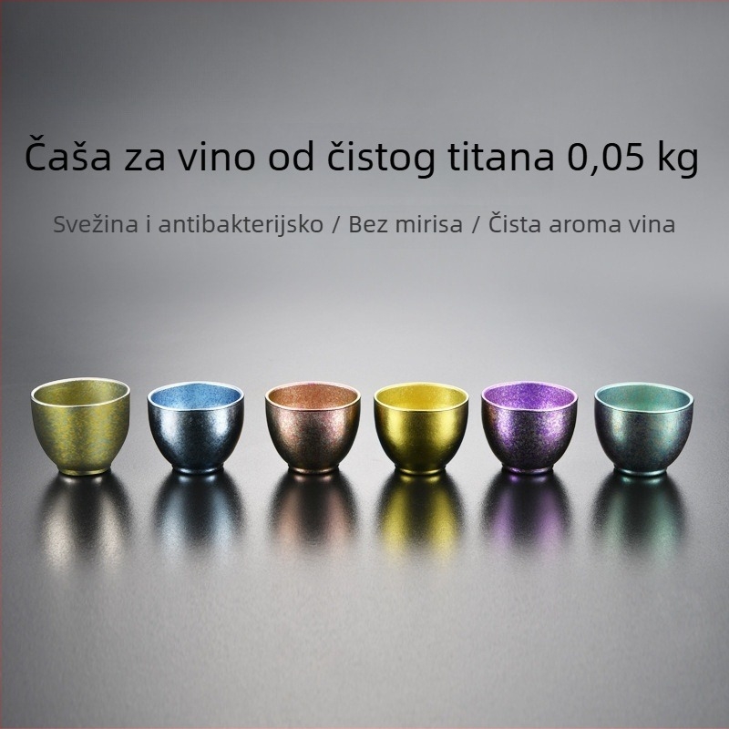 Set čaša od čistog titana za vino, sake i čaj – dvostruko izolirane čaše, čaša za kušanje, majstorska čaša, čajni servis, poslovni dar