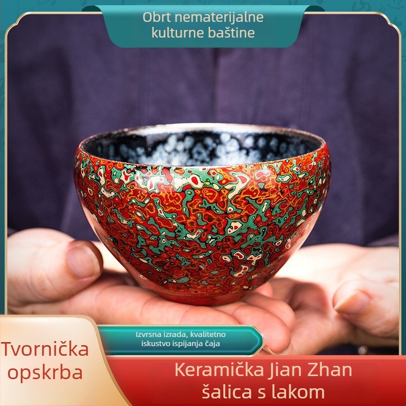 Ručna izrada porcelanska šalice za čaj Jianzhan, termički otporna s lakiranim završetkom, za osobnu uporabu
