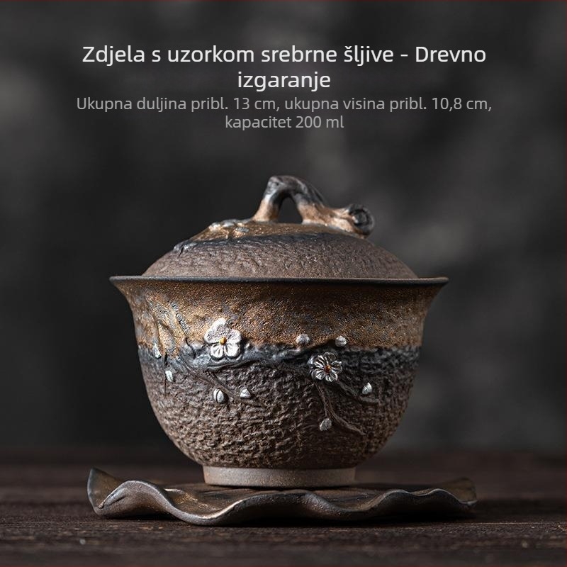 Trodjelni čajni set u japanskom stilu s posudom za čaj s glaziranom željeznom glazurom za pripremu čaja