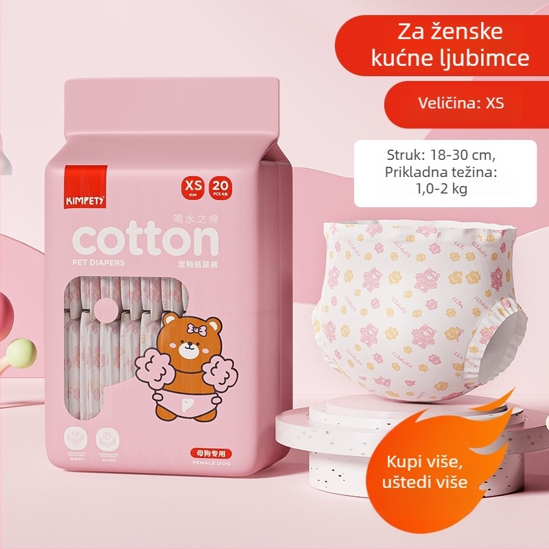 Pelene za pse i higijenske gaćice za štenad i odrasle pse, netkana tkanina, pakiranje 20 komada