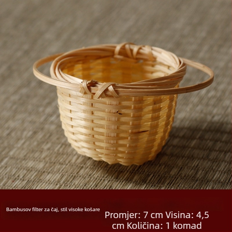 Sito za čaj od ratana, pleteno, s filtrom od gaze za Kung Fu čajni set