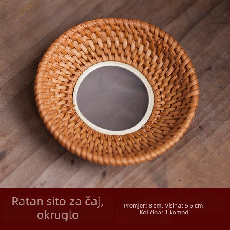 Sito za čaj od ratana, pleteno, s filtrom od gaze za Kung Fu čajni set