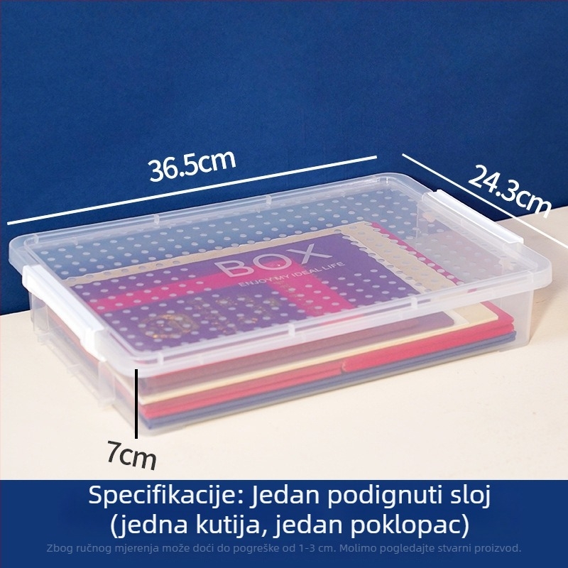 Kvadratna kutija za dokumente, prozirno plastično kućište s poklopcem, zatvorena A4 kutija za dokumente, organizacija i pohrana arhiva, velik kapaciteta