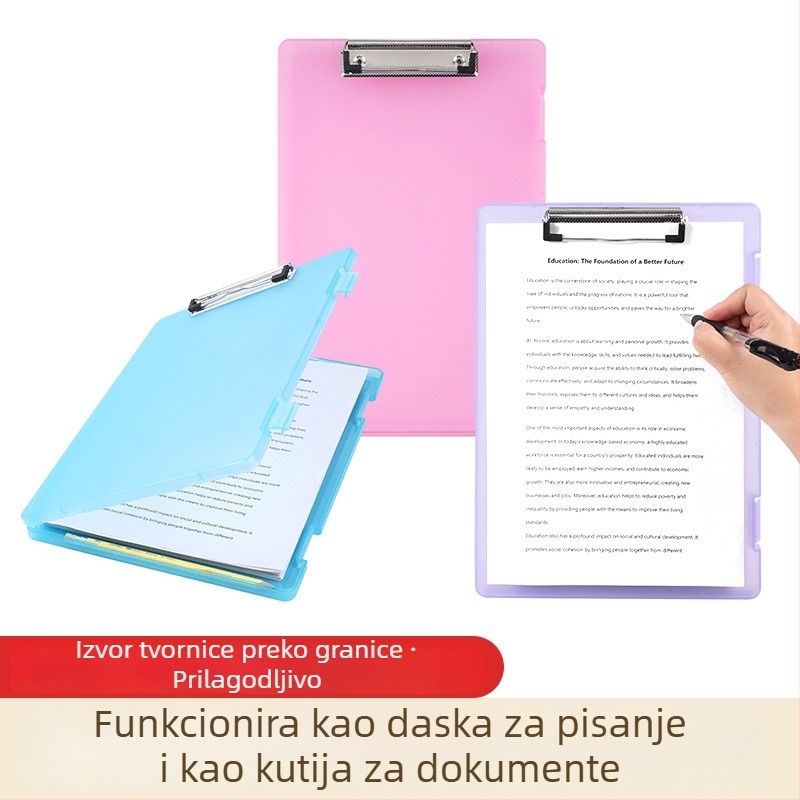 Prozirna A4 kutija za dokumente s utorom za olovku, površinom za pisanje i kutijom za dokumente, vodootporan PP materijal