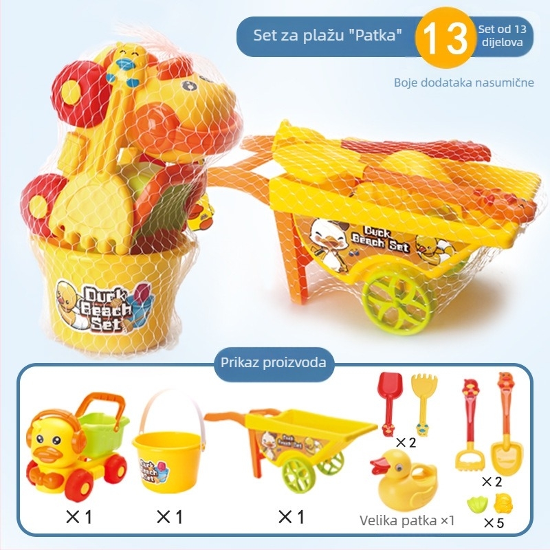 Set za plažu za djecu: lopatice za pijesak, kolica s pijeskom i ljetni alati za pijesak