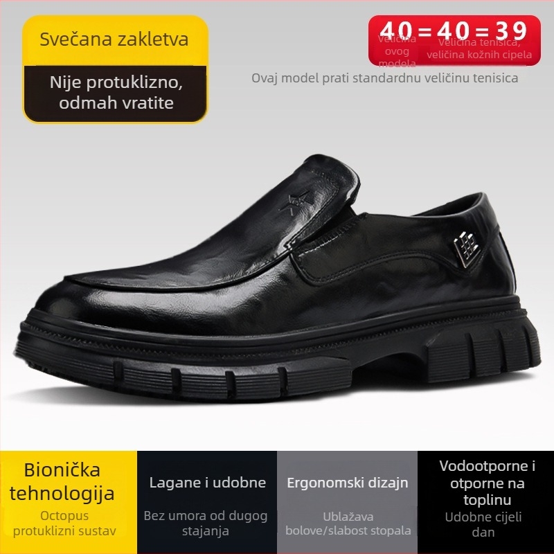 Dinggu cipele za kuhara: protuklizne, vodootporne, otporne na ulja, lagane, za stražnju kuhinju, muške crne kožne cipele
