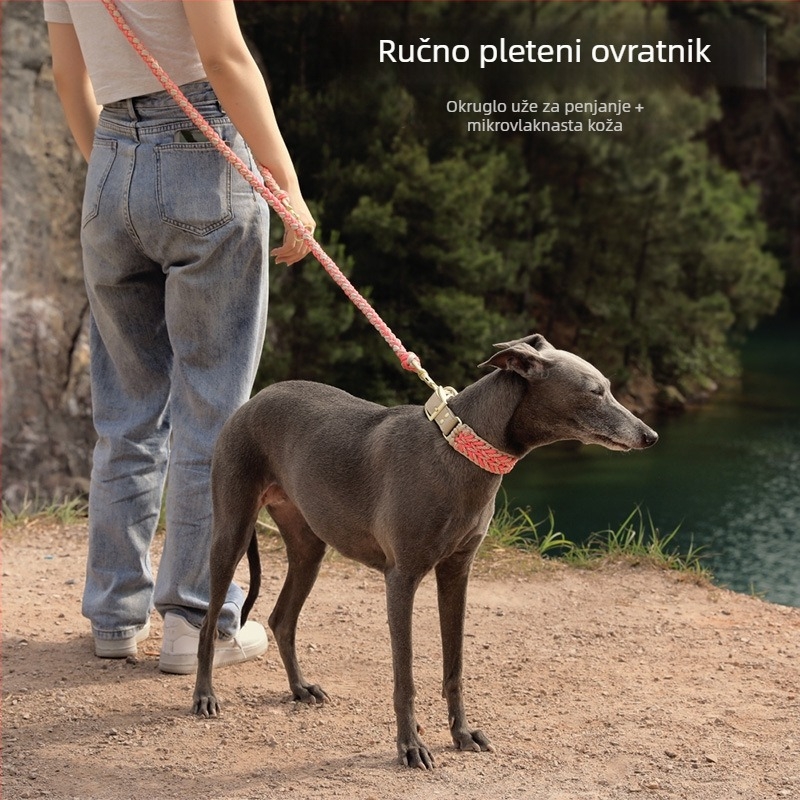 Ručni pleteni najlonski ogrlica i kaiš za srednje i velike pse