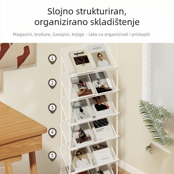 Šestero-slojni stalak za časopise i brošure, skladištenje knjiga i novina, informativni izložbeni stalak u uredu