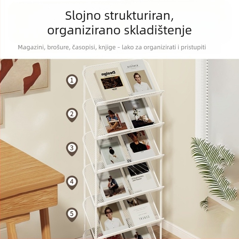 Šestero-slojni stalak za časopise i brošure, skladištenje knjiga i novina, informativni izložbeni stalak u uredu