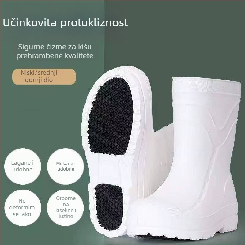 EVA bijele visoke čizme za kuhinju, otporne na ulje, pjenaste, protuklizne, vodootporne, otporno na prljavštinu, unisex