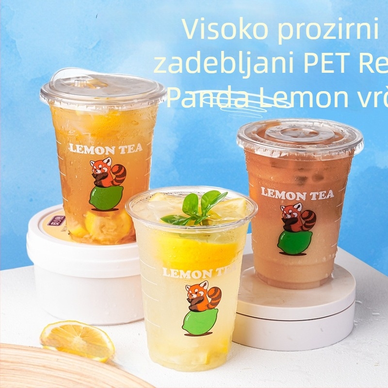 Prozirna PET jednokratna čaša za hladne napitke, 600 ml, s poklopcem, namijenjena komercijalnoj upotrebi i štandovima